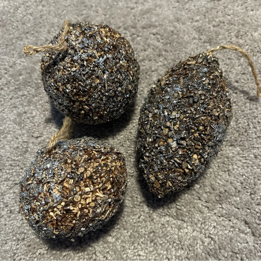 Napa Home & Garden Set Of 3 Large Wood Glitter Christmas Ornaments